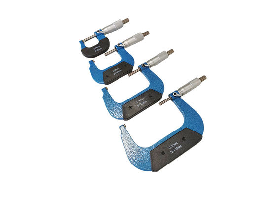 Standard 0-100mm Outside Micrometer Set with Carbide Measuring Faces Provide Accuracy